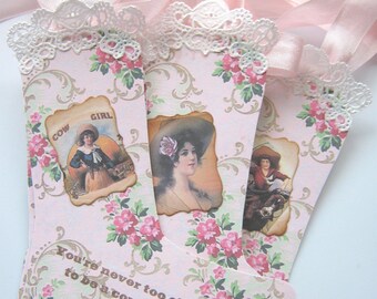 Shabby Pink Cowgirl Boot Gift Tags, Cowboy Boot Tags