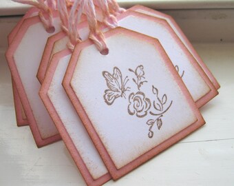 Pink Butterfly and Rose Mini Gift Tags