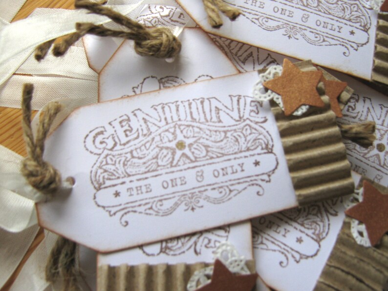 Rustic Lace and Rope Gift Tags With Rusty Paper Star - Etsy