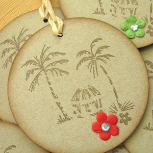 Tropical Hawaii Island Style Beach Hut and Palm Tree Gift Tags, Hawaii Wedding Favor image 4