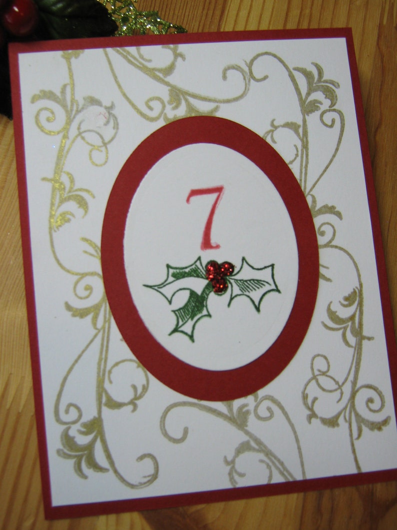 Christmas Holly Wedding Table Numbers image 3