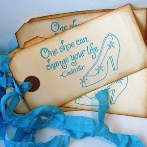 Cinderella Shoe Gift Tag Blue Aqua