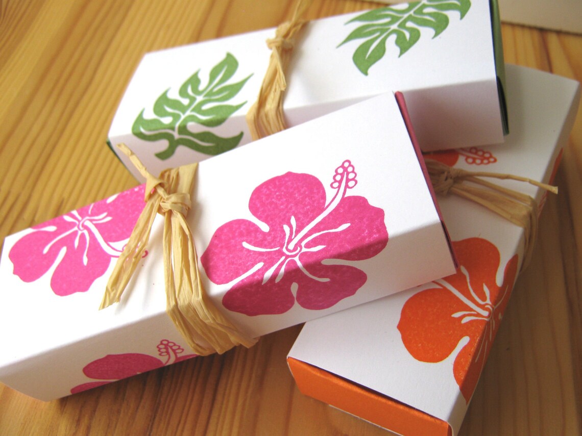 10 Tropical Wedding Favor Boxes, Hibiscus Island Style Wedding Favor ...