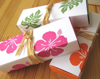 10 Tropical Wedding Favor Boxes, Hibiscus Island Style Wedding Favor Boxes, Hawaii Wedding Favor