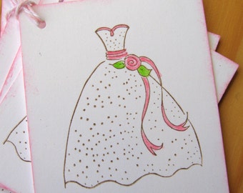 Pink and White Bridesmaid Dress Gift Tags, Bridal Dress Gift Tags, Sweet 16 gift tags