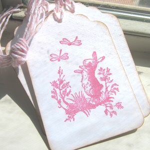 Bunny and Dragonflies Gift Tags, Spring Bunny Gift Tags, Easter Gift Tags image 1