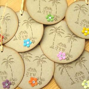 Tropical Hawaii Island Style Beach Hut and Palm Tree Gift Tags, Hawaii Wedding Favor image 3