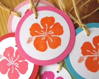 10 Tropical Hibiscus Hawaii Island Wedding Gift Tags