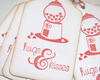 Hugs and Kisses Valentine Gift Tags, Gumball Valentine Gift Tags