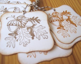 Fall Autumn Leaves and Acorns Gift Tags, Thanksgiving Gift Tags