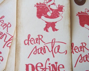 Santa Christmas Gift Tags Red