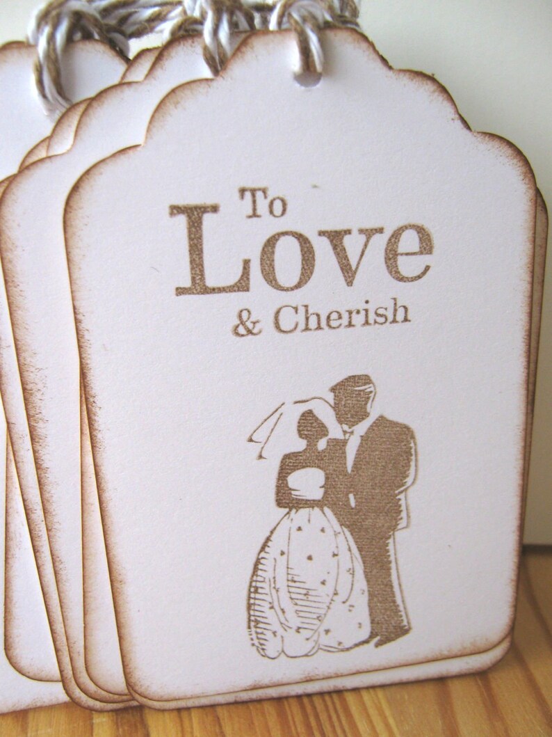 Wedding Wish Tags, Bride and Groom, Love and Cherish zdjęcie 4