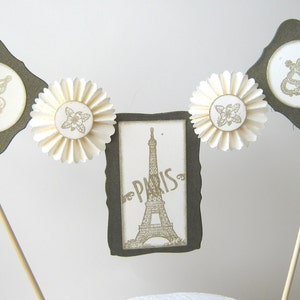 Cake Bunting, Eiffel Tower, Paris, French Cake Topper image 2