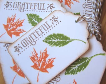 Fall Leaves Gift Tags, Autumn Leaf Grateful Gift Tags, Thanksgiving Gift Tags