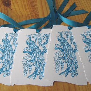 Peacock Wedding Wish Tags, Peacock Gift Tags, Turquoise image 3