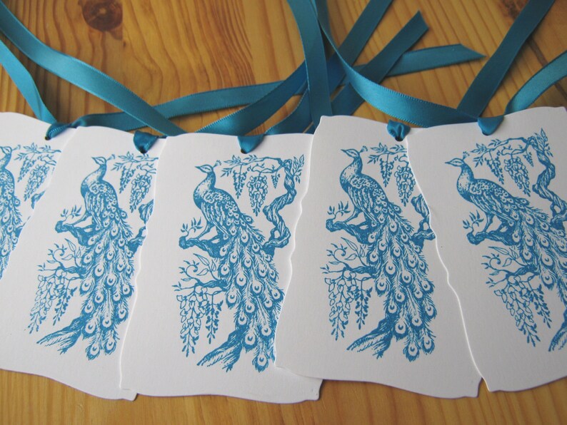 Peacock Wedding Wish Tags, Peacock Gift Tags, Turquoise image 3