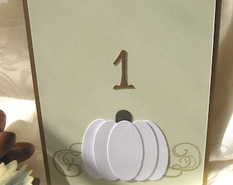 White Pumpkin Wedding Table Numbers, Fall Table Numbers