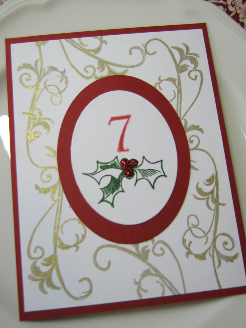 Christmas Holly Wedding Table Numbers image 2