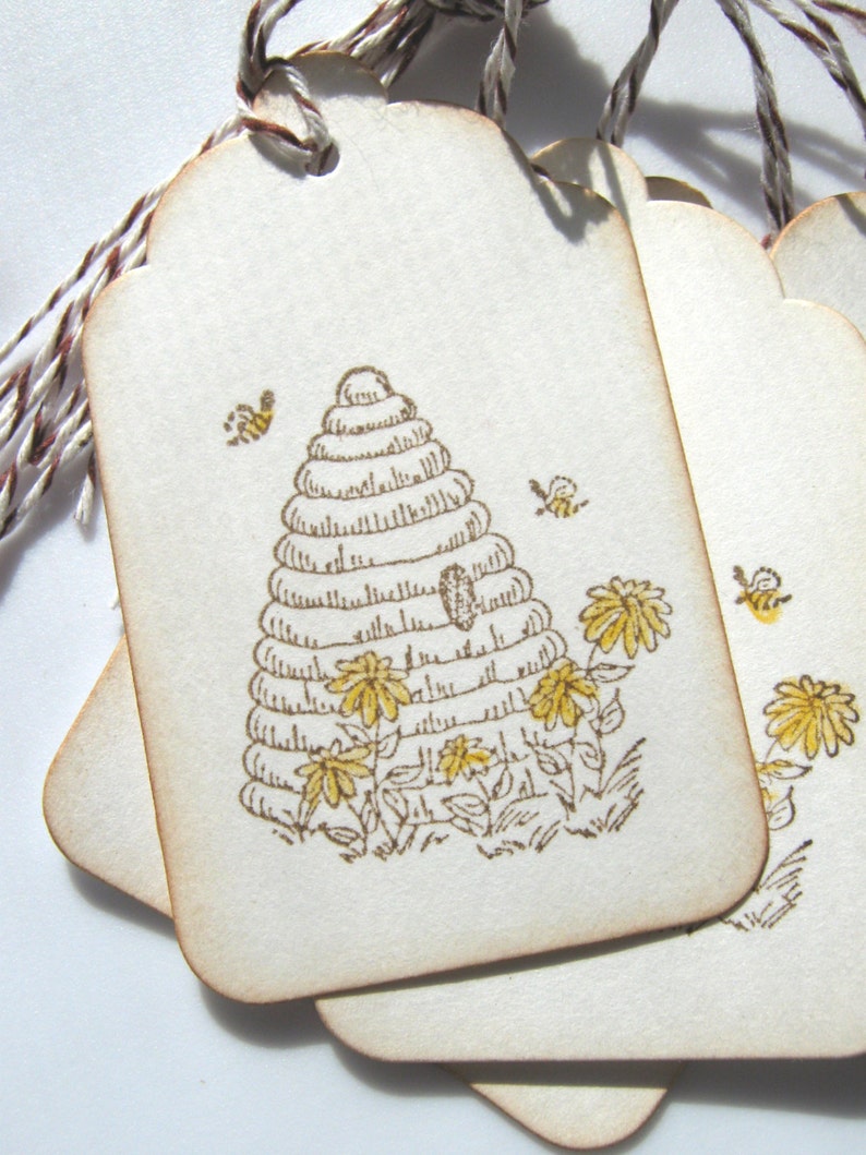 Bee Hive Gift Tags Bee Skep Gift Tags Bee Mine Gift Tags Etsy