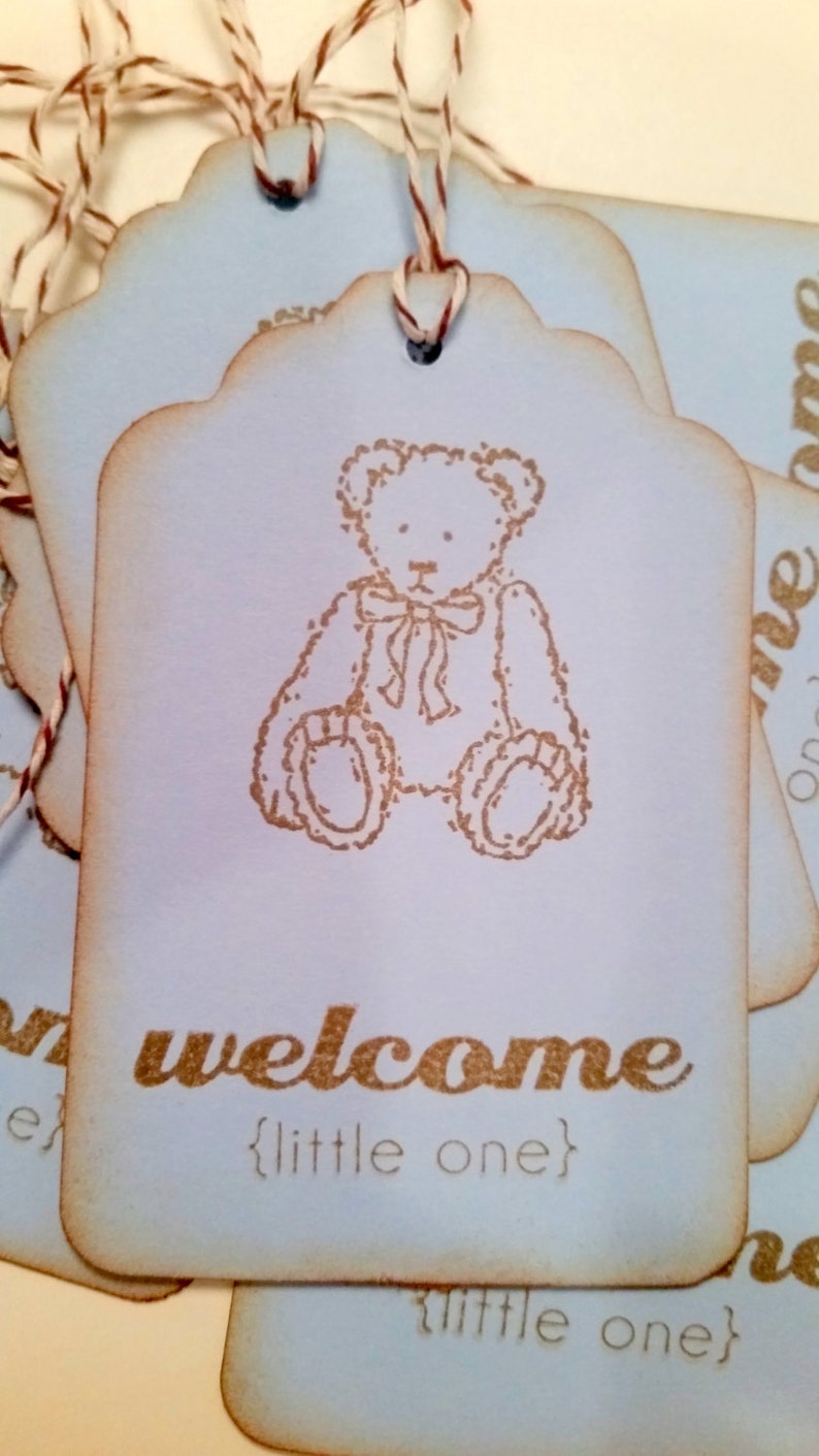 Blue Teddy Bear Baby Shower Gift Tags image 3