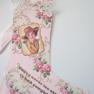 Shabby Pink Cowgirl Boot Gift Tags, Cowboy Boot Tags image 4