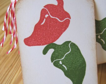 Red And Green Chile Pepper Gift Tags