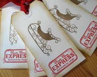 Christmas Gift Tags, Santa Sleigh tags, Special Delivery by Santa Sleigh