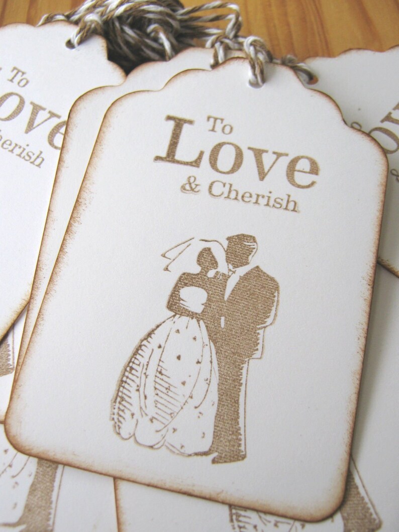 Wedding Wish Tags, Bride and Groom, Love and Cherish image 1