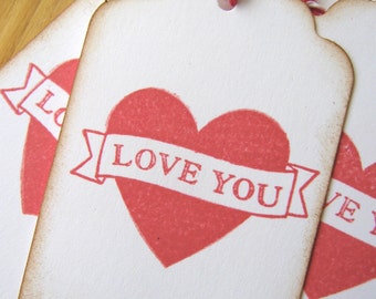 Red Love You Valentine Gift Tags