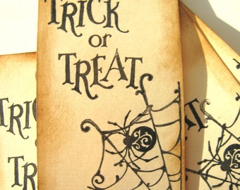 Trick or Treat Spider Web Tags