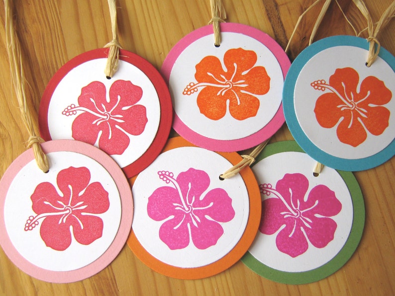 Tropical Hibiscus Hawaii Island Wedding Gift Tags Etsy