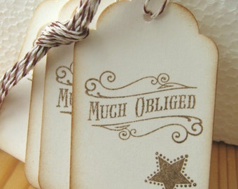 Thank You Tags, Much Obliged Gift Tags, Western Style Gift Tags