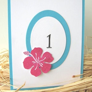 Tropische Hochzeit Tischnummern, Hibiskus, Hawaii Hochzeit Tischnummern