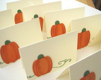 Pumpkin Place cards, orange, fall, set of 10