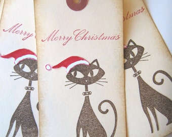 Santa Kitty Christmas Gift Tags