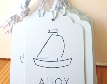 Ahoy Little Sailor, Blue Baby Boy Gift Tags