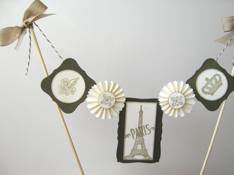 Cake Bunting, Eiffel Tower, Paris, French Cake Topper image 4