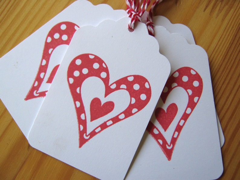 Red Polka Dot Heart Valentine Tags image 3