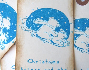 Polar Bear Christmas Tags, Blue Christmas Tags
