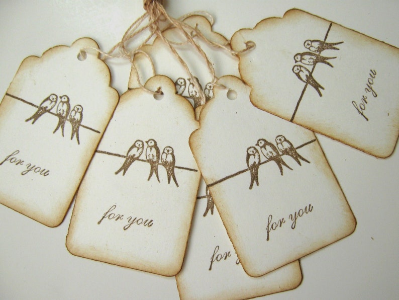 Three Birds Sitting On A Wire Gift Tags image 4