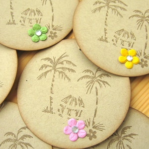 Tropical Hawaii Island Style Beach Hut and Palm Tree Gift Tags, Hawaii Wedding Favor image 2