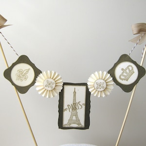 Cake Bunting, Eiffel Tower, Paris, French Cake Topper image 1