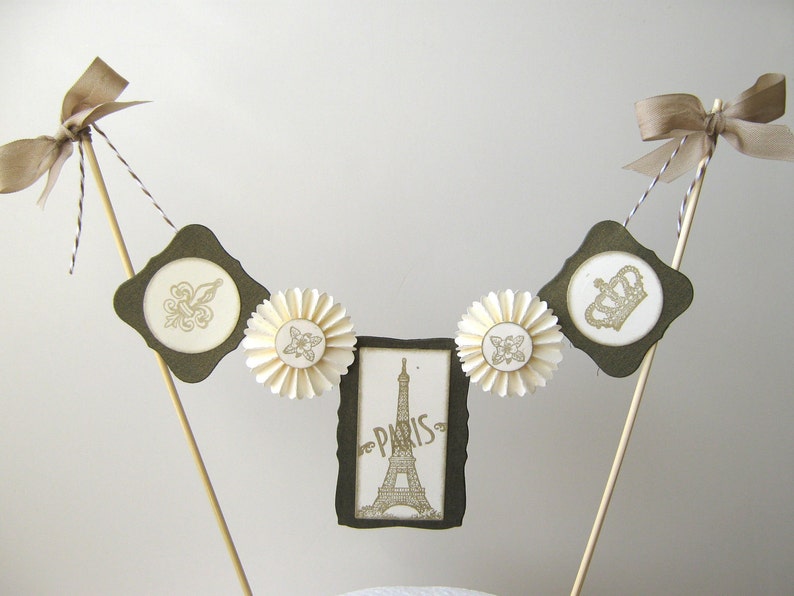 Cake Bunting, Eiffel Tower, Paris, French Cake Topper image 1