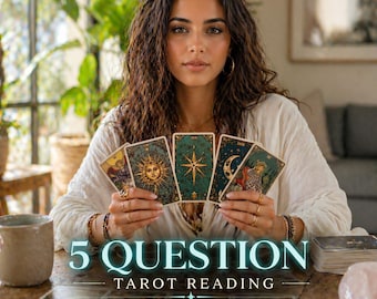 5 Question Tarot Reading, Same Hour Psychic Guidance for Love Friendship and Future