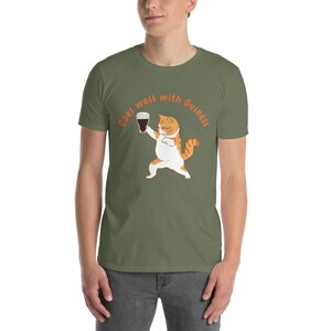 Goes Well with Guinness Cat Shirt Funny St Patrick's Day T-Shirt Beer Lover Gift Unisex Graphic Tee Cat and Beer Design Irish Party Outfit