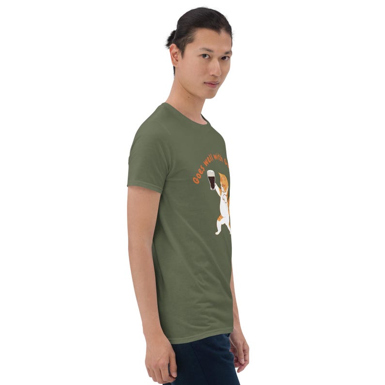 Goes Well with Guinness Cat Shirt Funny St Patrick's Day T-Shirt Beer Lover Gift Unisex Graphic Tee Cat and Beer Design Irish Party Outfit
