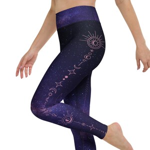 Nebula Flow High Waisted Yoga Leggings Galaxy Space Print Activewear for Yoga Dance Festival Rave Witchy Aesthetic Celestial Fitness Pants
