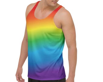 Colorwave Rainbow Tank Top for Men Rave Outfit Pride Festival Clothing Matching Set His + Hers Trippy Muscle Tank Mens Festival Outfit LGBTQ