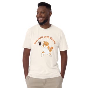 Goes Well with Guinness Cat Shirt Funny St Patrick's Day T-Shirt Beer Lover Gift Unisex Graphic Tee Cat and Beer Design Irish Party Outfit
