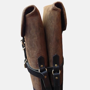 Personalized Shotgun Slip Case | Distressed Brown Double Leather Shotgun Slip | Gift for Hunters | Double Shotgun Scabbard | Hunter